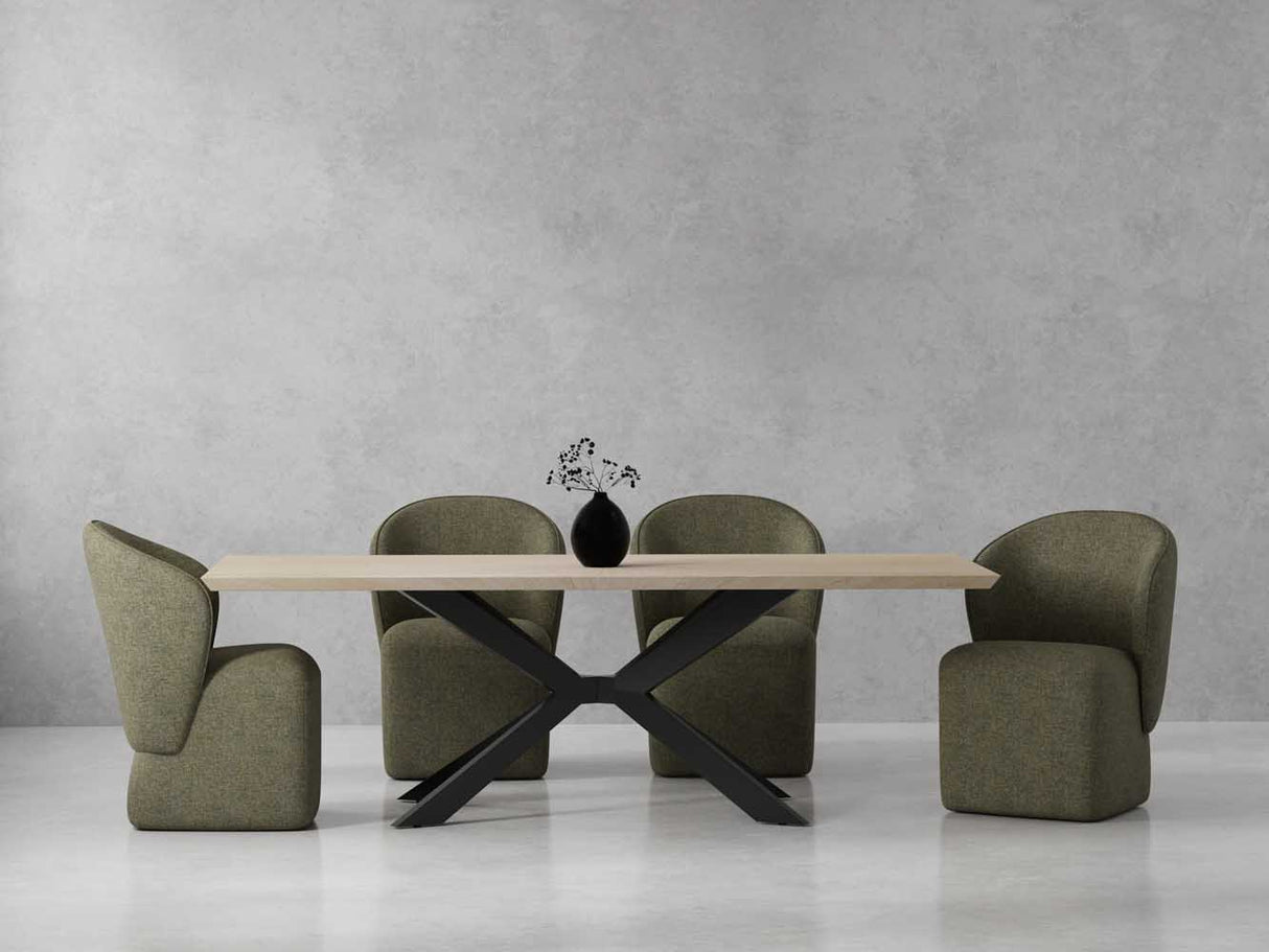 Crossings - Rectangular Dining Table With 4 Upholstered Chairs - Natural & Green