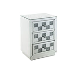 Noralie - Mesa auxiliar - Espejo y diamantes de imitación - Madera - 66 cm