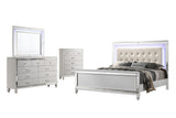 Valentino - Queen 4 Piece Bedroom Set (Bed, Dresser, Mirror, Chest) - White