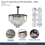 Michael Amini Lighting - Allure 21-Light Round Crystal Chandelier - Matte Black / Silver