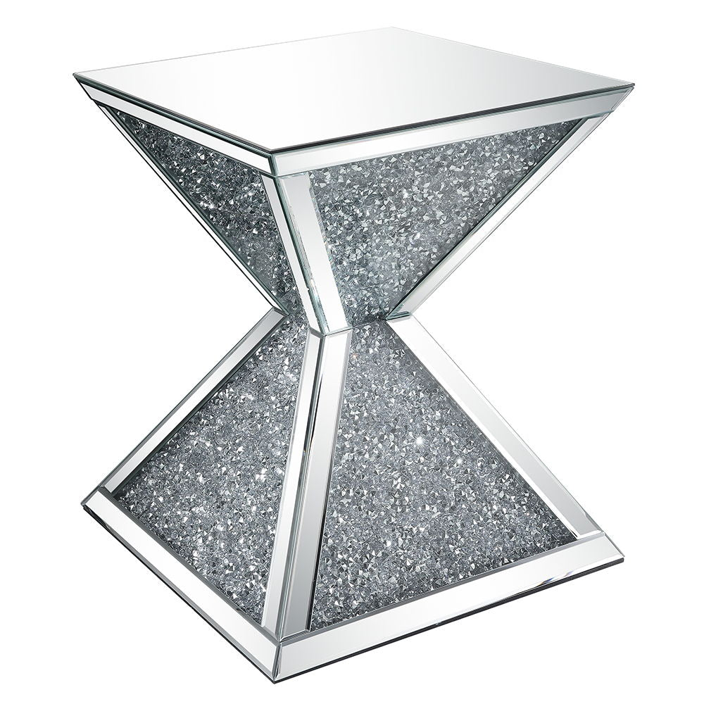 Noralie - Mesa Auxiliar - Espejo y Falsos Diamantes - Cristal