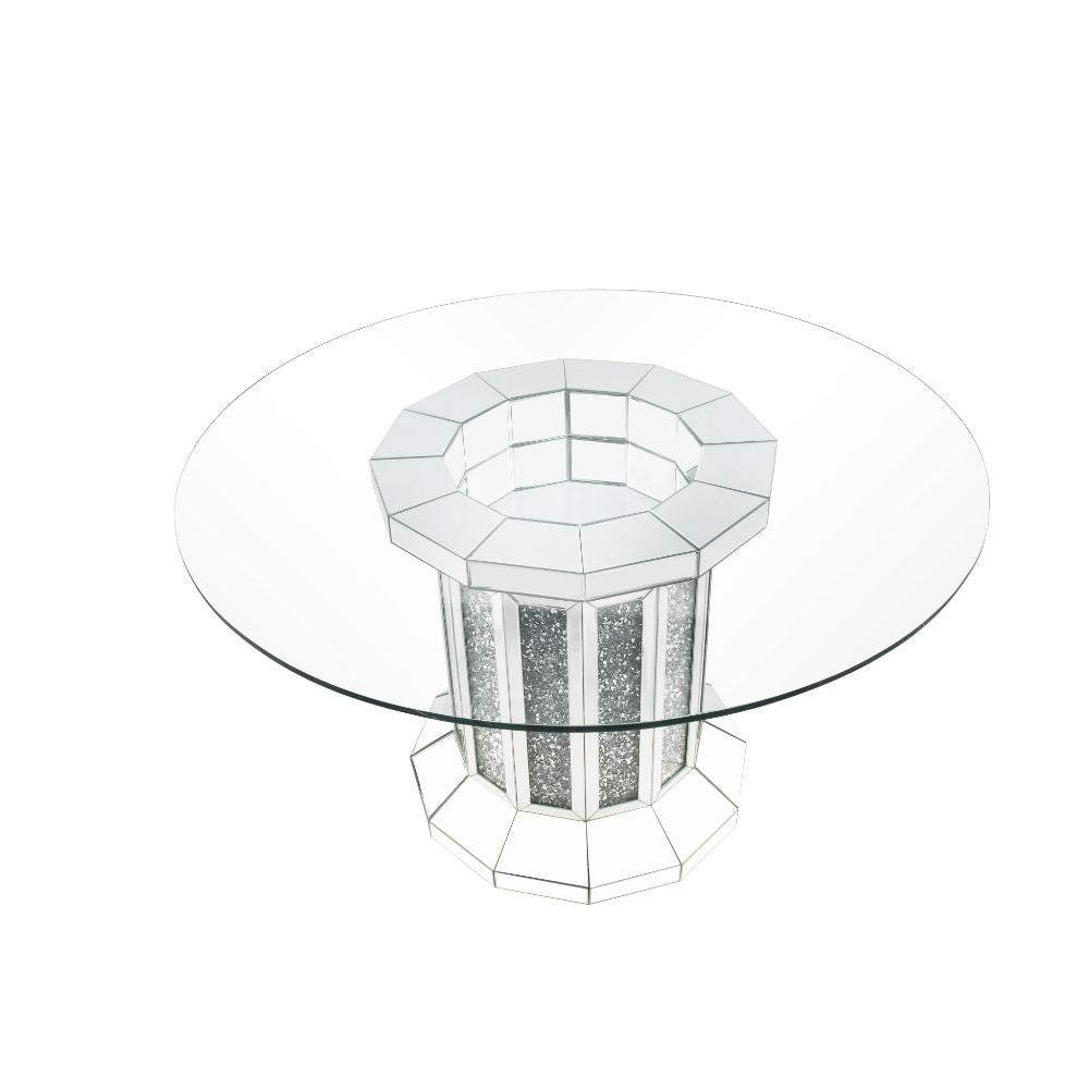 Noralie - Mesa de Comedor - Espejo y Diamantes de Imitación - Madera - 30"