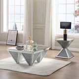 Noralie - Mesa Auxiliar - Espejo y Falsos Diamantes - Cristal