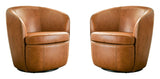 Barolo - 100% Italian Leather Swivel Club Chair (Set of 2)