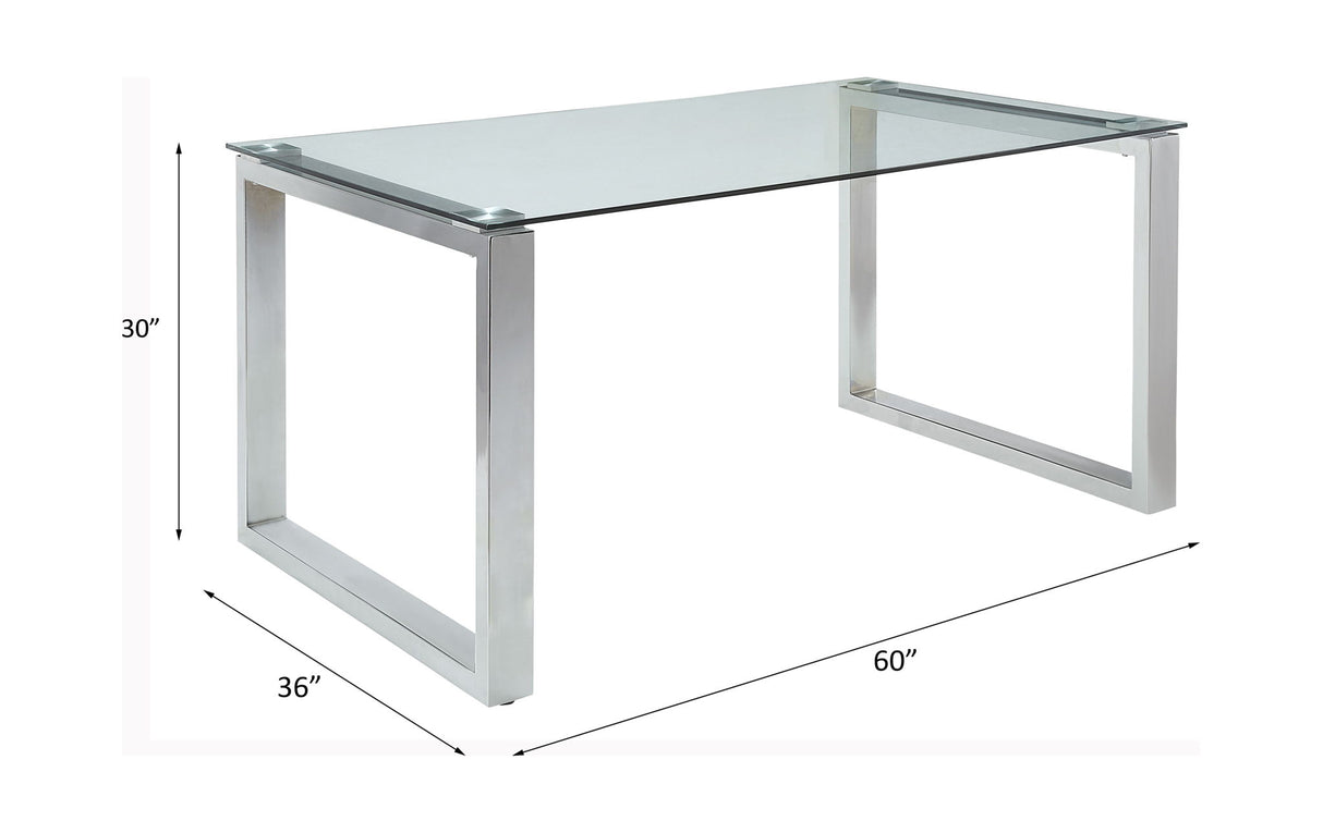 Abraham - Mesa de comedor - Cristal transparente y acabado cromado
