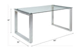 Abraham - Mesa de comedor - Cristal transparente y acabado cromado