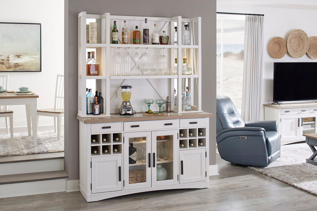 Americana Modern Dining - Buffet And Open Hutch With Quartz Insert - Cotton