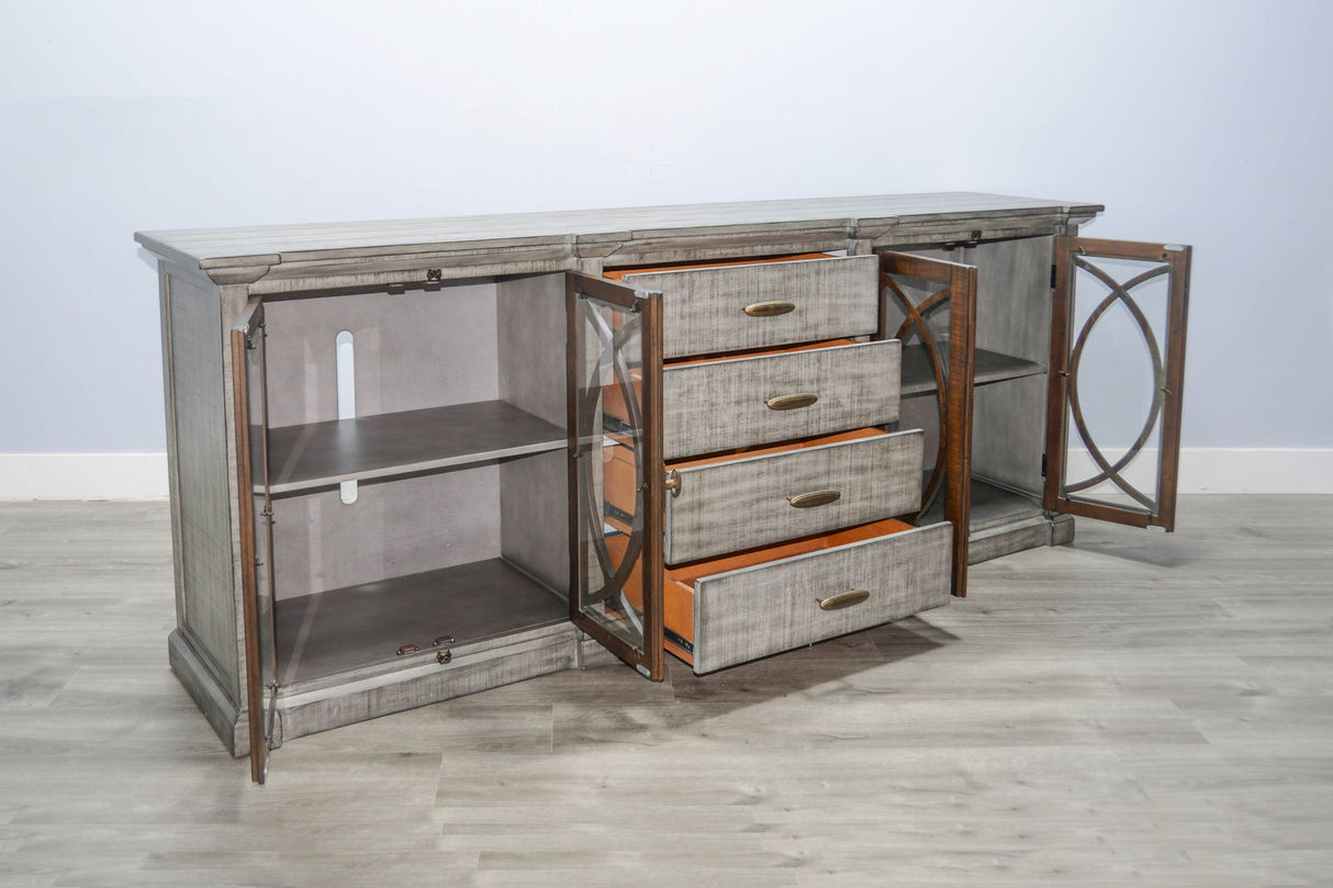 Homestead Hills - Media Console Long - Tobacco Leaf / Alpine Gray