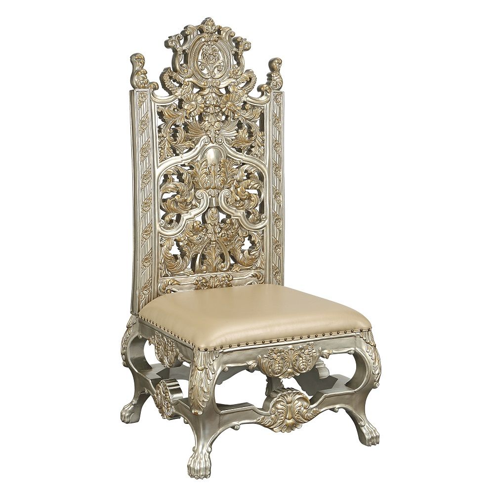 Danae - Silla auxiliar (Set de 2) - Poliuretano, Acabado champán y dorado