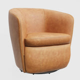 Barolo - 100% Italian Leather Swivel Club Chair (Set of 2)
