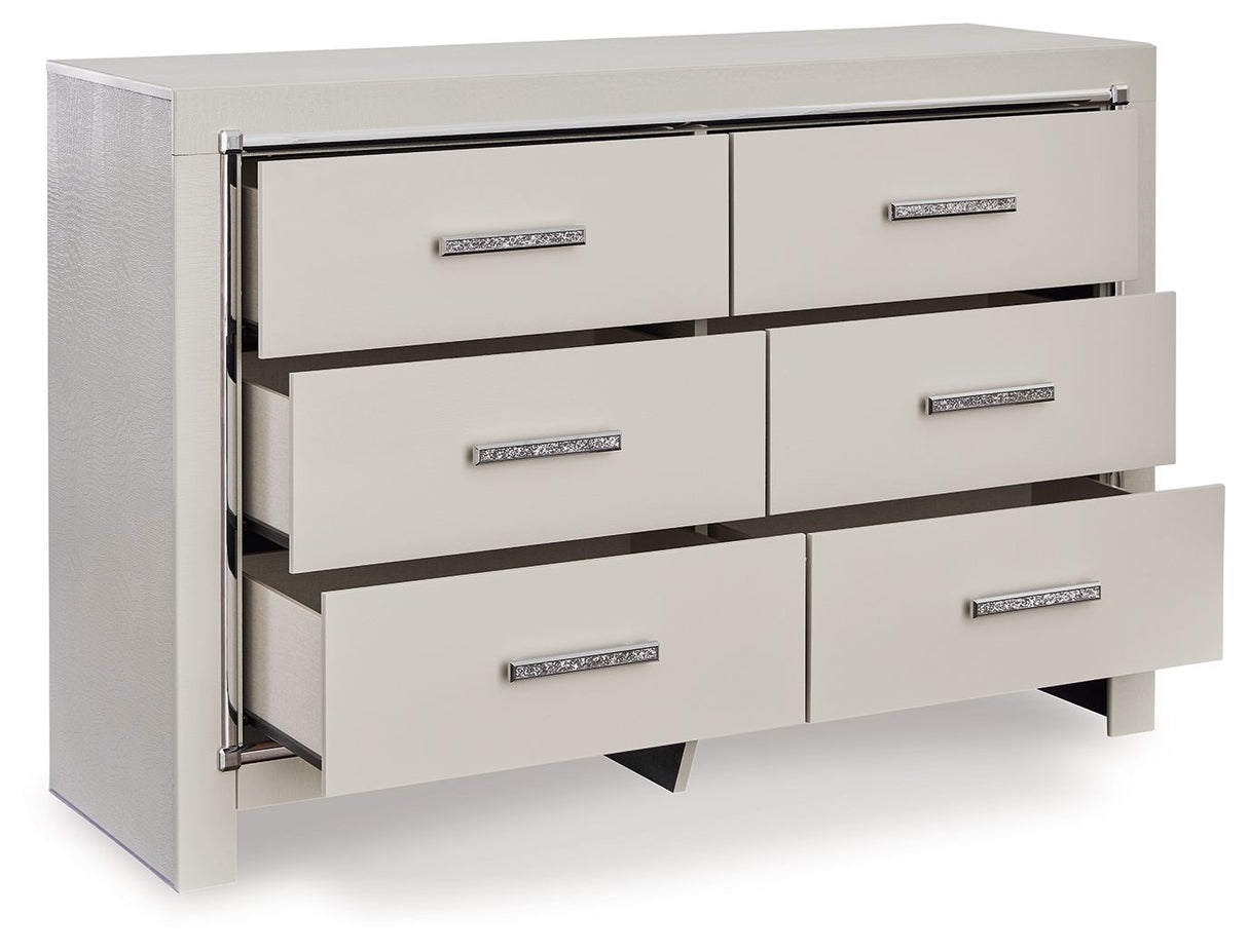 Zyniden - Six Drawer Dresser - Silver