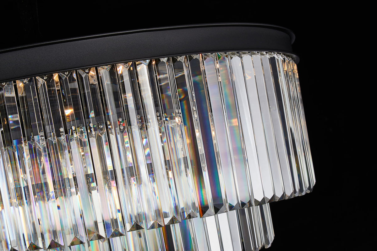 Michael Amini Lighting - Allure 28-Light Round Crystal Chandelier - Matte Black / Silver