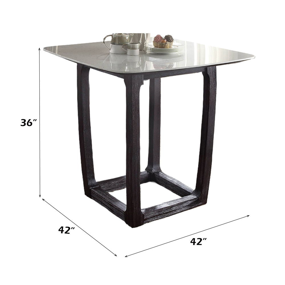 Razo - Mesa de altura de mostrador - Mármol y Espresso Envejecido