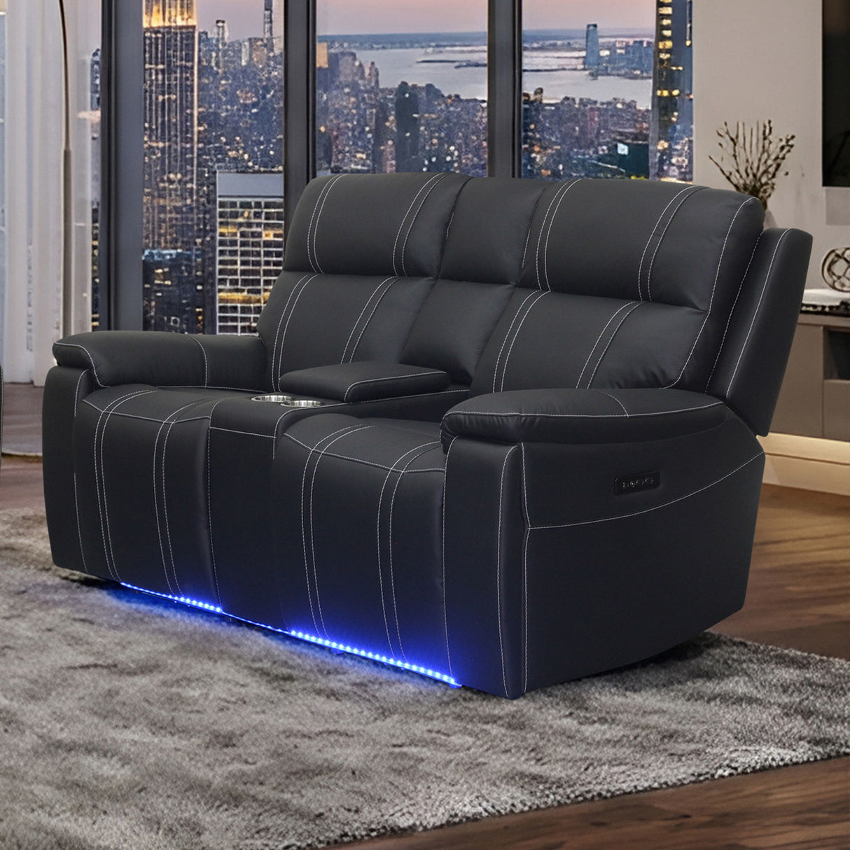 Hartley - Reclining Console Loveseat With Power Headrest & Footrest - Black