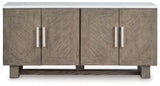 Loyaska - Extra Large TV Stand - Grayish Brown / White