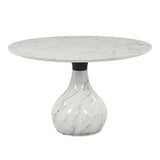 Koen - Round Dining Table, Engineering Marble Top - White & Black