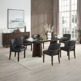 Estella - Dining Table With Marble Top - Black Natural Marble Top & Walnut