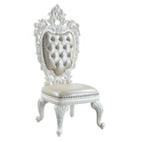 Vanaheim - Silla auxiliar (juego de 2) - Poliuretano beige y acabado blanco antiguo