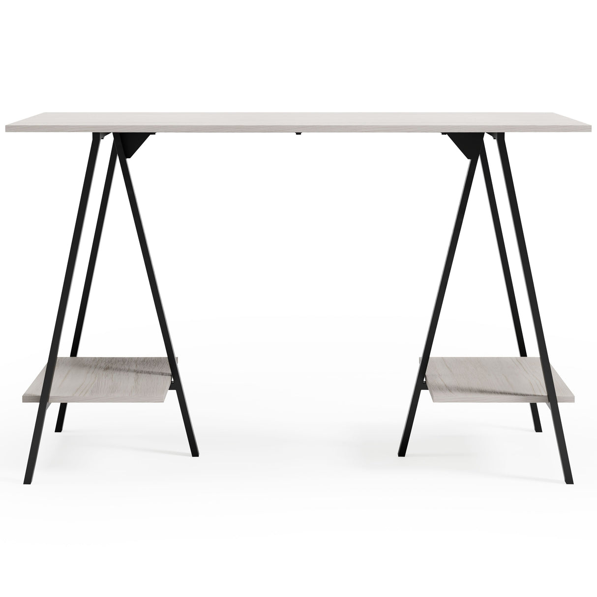 Bayflynn - Home Office Desk - 2 Fixed Shelves - White / Black