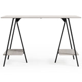 Bayflynn - Home Office Desk - 2 Fixed Shelves - White / Black
