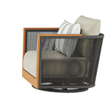 Veranda - Wicker & Wood Swivel Patio Club Chair With Cushions - Natural / Gray / Brown