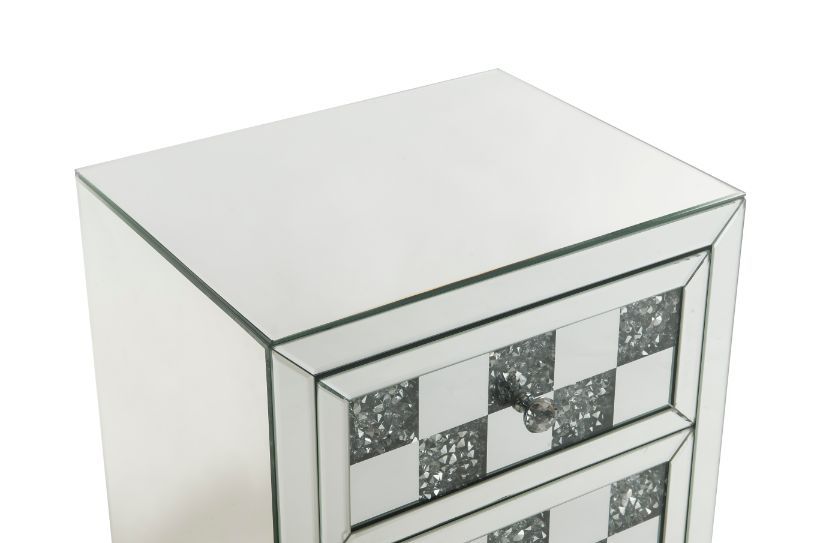Noralie - Mesa auxiliar - Espejo y diamantes de imitación - Madera - 66 cm
