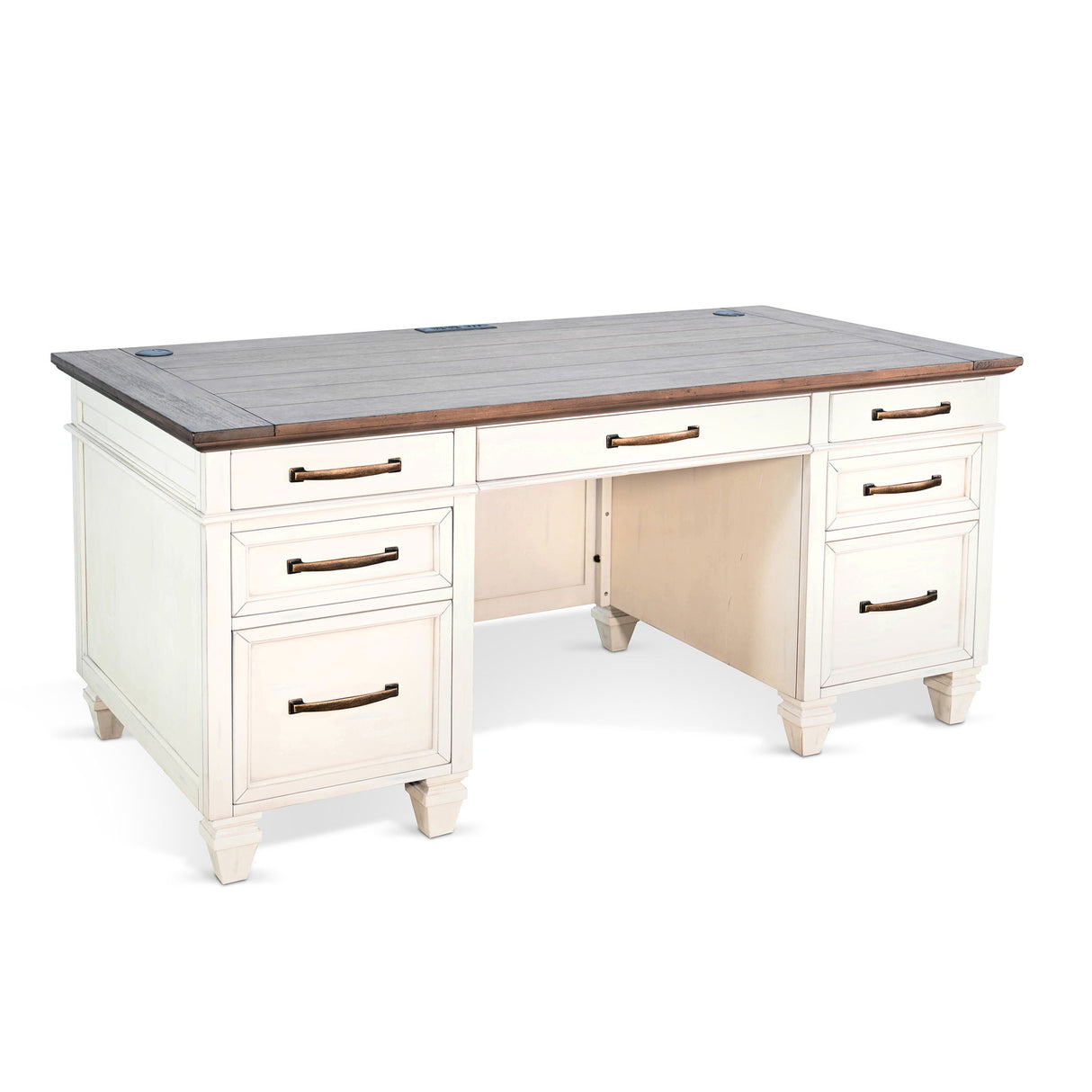 Pasadena - Desk - White / Dark Brown