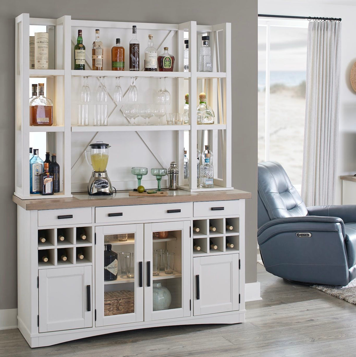 Americana Modern Dining - Buffet And Open Hutch With Quartz Insert - Cotton alternate view 3