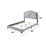 Frankie - Cama Queen - Terciopelo Gris