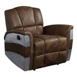Brancaster - Sillón Reclinable - Piel de Grano Superior Marrón Retro y Aluminio