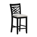 Brooks - Juego de mostrador de 5 piezas con mesa y 4 sillas con asiento tapizado y respaldo de madera - Marrón medio y negro