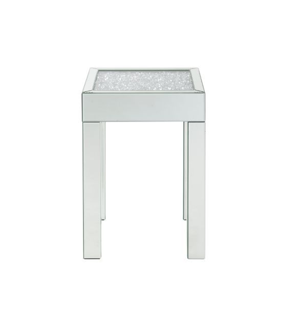 Noralie - Mesa auxiliar con superficie de cristal - Plateado perla - Madera - 24"