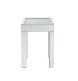 Noralie - Mesa auxiliar con superficie de cristal - Plateado perla - Madera - 24"