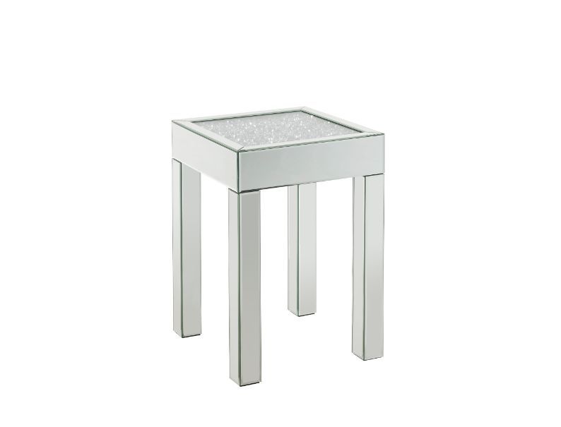 Noralie - Mesa auxiliar con superficie de cristal - Plateado perla - Madera - 24"