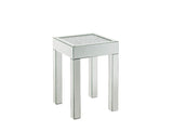Noralie - Mesa auxiliar con superficie de cristal - Plateado perla - Madera - 24"