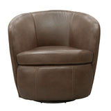 Barolo - 100% Italian Leather Swivel Club Chair (Set of 2)