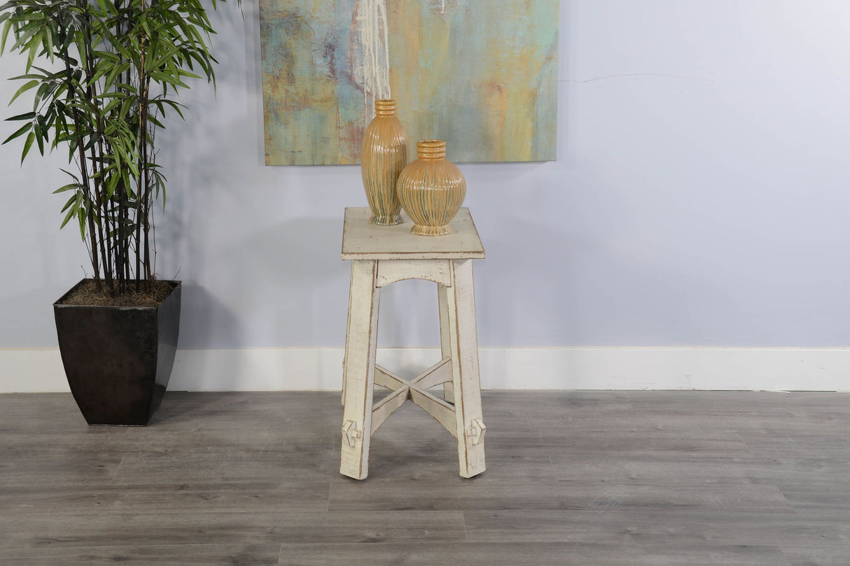 Marina - Wood Chair Side Table - White Sand