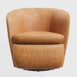 Barolo - 100% Italian Leather Swivel Club Chair (Set of 2)
