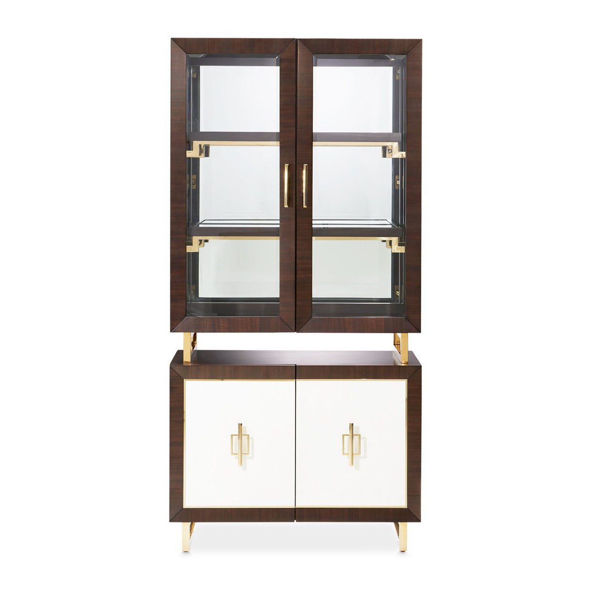 Belmont Place - Vitrina - Blanco / Marrón oscuro