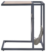 Freslowe - Chair Side End Table with Magazine Basket - Light Brown / Black