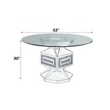 Noralie - Mesa de Comedor - Cristal Transparente, Espejo y Diamantes de Imitación - 30"