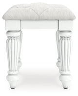 Kozlani - Taburete tapizado Vanity - Blanco