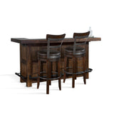80" Traditional Wood Home 3 Piece Bar Set With Stools - Tobacco Leaf