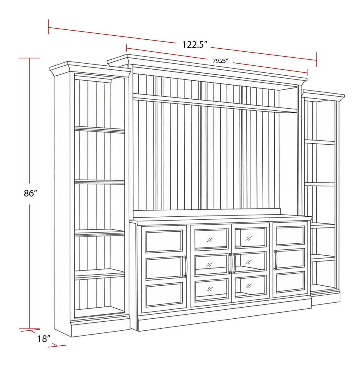 Shoreham - 4 Piece Entertainment Wall - Effortless White