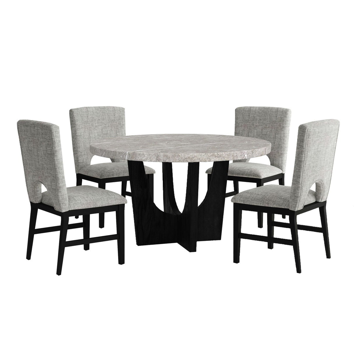 Oregon - Juego de comedor de altura estándar de 5 piezas (mesa redonda y cuatro sillas)