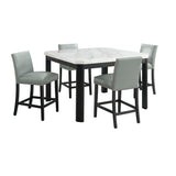 Francesca - Juego de Comedor Cuadrado de Altura de Mostrador de 5 Piezas (Mesa y Cuatro Sillas) - Mármol Blanco