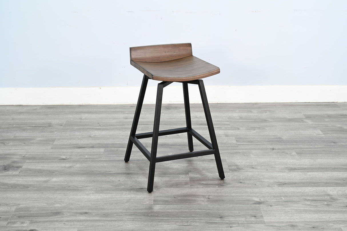 Doe Valley - Taburete giratorio de madera de 24" de alto - Piel de ciervo