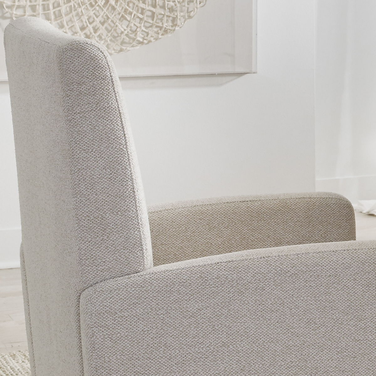 Escape - Silla de comedor tapizada con ruedas - Mirage Mist