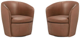 Barolo - 100% Italian Leather Swivel Club Chair (Set of 2)