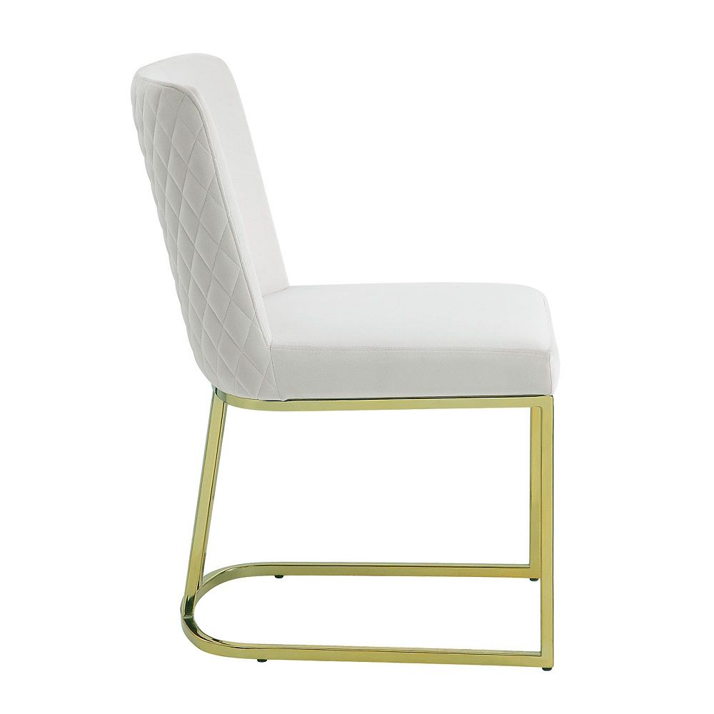 Zazie - Silla Auxiliar (Set de 2) - Terciopelo Blanco y Dorado